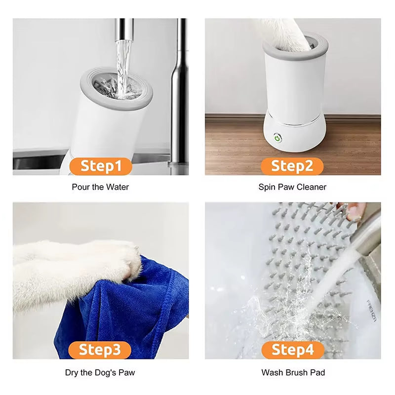 Automatic Pet Paw Washer with Rechargeable Silicone Brushes Portable Dog Foot Cleaning Cup